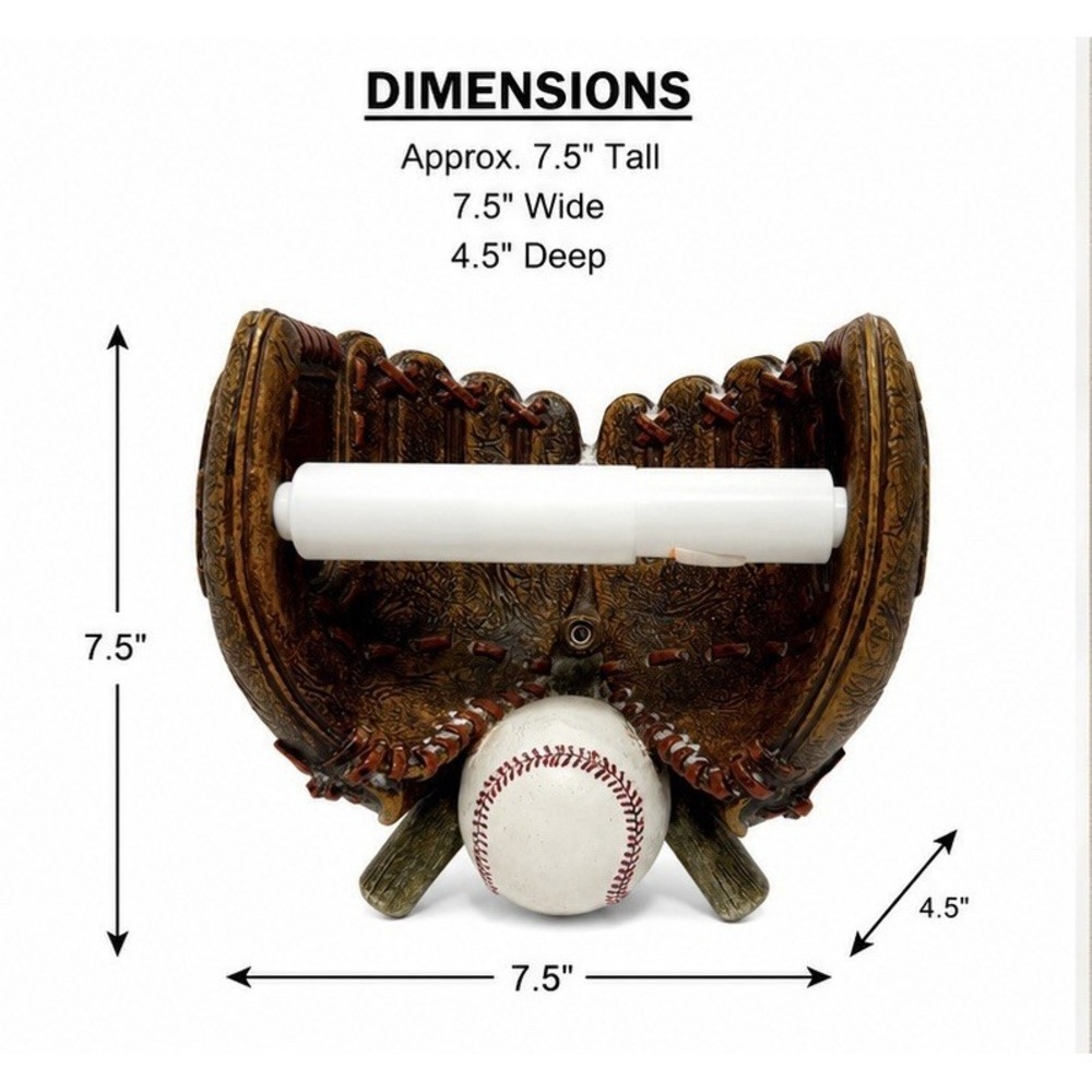 Baseball Glove Toilet Paper Holder Resin Wall Mount Sports Bathroom Decor Mitt